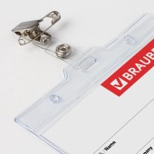 Бейдж Brauberg, 90х120 мм горизонтальный, мягкий, с клипсой и булавкой Бейдж Brauberg, 90х120 мм горизонтальный, мягкий, с клипсой и булавкой