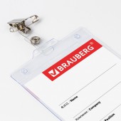 Бейдж Brauberg, 120х90 мм вертикальный, мягкий, с клипсой и булавкой Бейдж Brauberg, 120х90 мм вертикальный, мягкий, с клипсой и булавкой