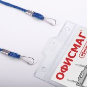 Бейдж Офисмаг, 120х90 мм вертикальный, на синем шнурке 45 см, 2 карабина Бейдж Офисмаг, 120х90 мм вертикальный, на синем шнурке 45 см, 2 карабина