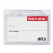 Бейдж Brauberg, 55х85 мм, горизонтальный, жесткокаркасный, без держателя, прозрачный Бейдж Brauberg, 55х85 мм, горизонтальный, жесткокаркасный, без держателя, прозрачный