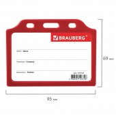 Бейдж Brauberg, 55х85 мм, горизонтальный, жесткокаркасный, без держателя, красный Бейдж Brauberg, 55х85 мм, горизонтальный, жесткокаркасный, без держателя, красный