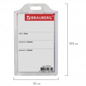 Бейдж Brauberg, 85х55 мм, вертикальный, жесткокаркасный, без держателя, прозрачный Бейдж Brauberg, 85х55 мм, вертикальный, жесткокаркасный, без держателя, прозрачный