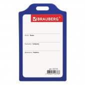 Бейдж Brauberg, 85х55 мм, вертикальный, жесткокаркасный, без держателя, синий Бейдж Brauberg, 85х55 мм, вертикальный, жесткокаркасный, без держателя, синий