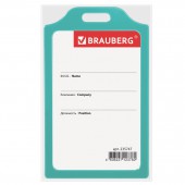 Бейдж Brauberg, 85х55 мм, вертикальный, жесткокаркасный, без держателя, зеленый Бейдж Brauberg, 85х55 мм, вертикальный, жесткокаркасный, без держателя, зеленый