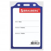 Бейдж Brauberg, 105х75 мм, вертикальный, жесткокаркасный, без держателя, синий Бейдж Brauberg, 105х75 мм, вертикальный, жесткокаркасный, без держателя, синий