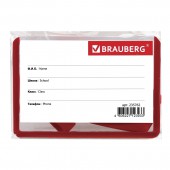 Бейдж школьника Brauberg, 55х90 мм, горизонтальный, на ленте со съемным клипом, красный Бейдж школьника Brauberg, 55х90 мм, горизонтальный, на ленте со съемным клипом, красный