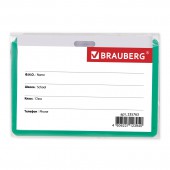 Бейдж школьника Brauberg, 55х90 мм, горизонтальный, на ленте со съемным клипом, зеленый Бейдж школьника Brauberg, 55х90 мм, горизонтальный, на ленте со съемным клипом, зеленый