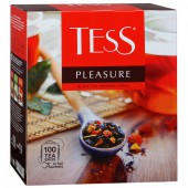 Чай черный TESS (Тесс) "Pleasure", с шиповником и яблоком, 100 пакетиков по 1,5г, ш/к 09198