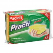 Губка д/посуды "Paclan Practi", с выемкой для пальцев, желтые, 2шт/уп., ст.1