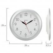 Часы Troyka 11170113, круг, серебристые, серебристая рамка, 29×29×3,5 см