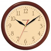 Часы Troyka 21234287, круг, бежевые, коричневая рамка, 24,5×24,5×3,1 см