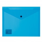 Папка-конверт на кнопке,А5, 19х24, 180мкм, синий 10шт/уп