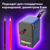 Точилка механическая Brauberg "RoboBlue", металлический механизм, чёрный/синий Точилка механическая Brauberg "RoboBlue", металлический механизм, чёрный/синий