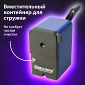 Точилка механическая Brauberg "RoboBlue", металлический механизм, чёрный/синий Точилка механическая Brauberg "RoboBlue", металлический механизм, чёрный/синий