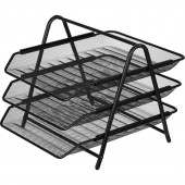 Лоток горизонтальный Attache (3 секции, металлическая сетка, высота 267 мм, черный)