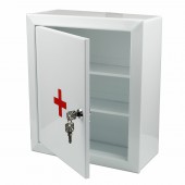 Аптечка-шкафчик металлический "Призма", навесной, 2 полки, ключевой замок, 330x280x140 мм