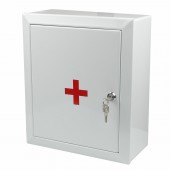Аптечка-шкафчик металлический "Призма", навесной, 2 полки, ключевой замок, 330x280x140 мм