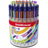 Ручка шариковая автоматическая Erich Krause "MC-5" синяя, 0,7мм, грип, корпус ассорти