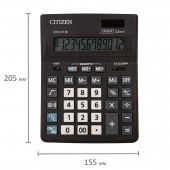 Калькулятор настольный Citizen CDB1201-BK Business Line CDB, 12 разр., двойное питание, 157*200*35мм, черный