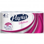 Бумага туалетная Papia "Deluxe", 4х- слойн.,  8шт., тиснение, белая Бумага туалетная Papia "Deluxe", 4х- слойн.,  8шт., тиснение, белая