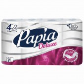 Бумага туалетная Papia "Deluxe", 4х- слойн.,  8шт., тиснение, белая Бумага туалетная Papia "Deluxe", 4х- слойн.,  8шт., тиснение, белая