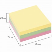 Блок самоклеящийся (стикер) Staff, 75х75 мм, 300 л., 3 цвета