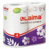 Бумага туалетная бытовая, спайка 4 шт., 3-х слойная (4х18 м), Лайма, белая Бумага туалетная бытовая, спайка 4 шт., 3-х слойная (4х18 м), Лайма, белая