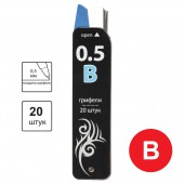 Грифель запасной Brauberg "Black Jack", Hi-Polymer, В, 0,5 мм, 20 штук Грифель запасной Brauberg "Black Jack", Hi-Polymer, В, 0,5 мм, 20 штук