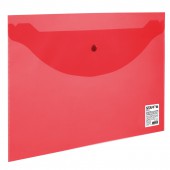 Папка-конверт на кнопке,Staff, А4, 340х240 мм, прозрачная, красная, до 100 листов, 0,12мм