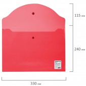 Папка-конверт на кнопке,Staff, А4, 340х240 мм, прозрачная, красная, до 100 листов, 0,12мм