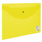 Папка-конверт на кнопке,Staff, А4, 340х240 мм, прозрачная, желтая, до 100 листов, 0,12мм