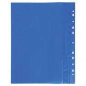 Скоросшиватель пластиковый с перфорацией Brauberg, А4, 140/180 мкм, синий