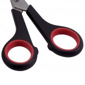 Ножницы 165 мм, Офисмаг Soft Grip, резиновые вставки, черно-красные, 3-х стороняя заточка