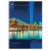 Тетрадь 100 л., А4, Hatber, спираль, клетка, с карманом, "CityScape" (Город), 100Ткм4B1сп 12523, T170090 Тетрадь 100 л., А4, Hatber, спираль, клетка, с карманом, "CityScape" (Город), 100Ткм4B1сп 12523, T170090