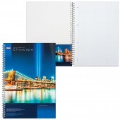 Тетрадь 100 л., А4, Hatber, спираль, клетка, с карманом, "CityScape" (Город), 100Ткм4B1сп 12523, T170090 Тетрадь 100 л., А4, Hatber, спираль, клетка, с карманом, "CityScape" (Город), 100Ткм4B1сп 12523, T170090