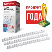 Пружины пластиковые для переплета Brauberg, комплект 100 шт., 16 мм, сшивания 101-120 листов, белые Пружины пластиковые для переплета Brauberg, комплект 100 шт., 16 мм, сшивания 101-120 листов, белые
