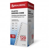 Пружины пластиковые для переплета Brauberg, комплект 100 шт., 16 мм, сшивания 101-120 листов, белые