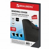 Обложки для переплета Brauberg, комплект 100 шт., тиснение под кожу, А4, картон 230 г/м2, черные Обложки для переплета Brauberg, комплект 100 шт., тиснение под кожу, А4, картон 230 г/м2, черные