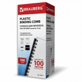 Пружины пластиковые для переплета Brauberg, комплект 100 шт., 14 мм, д/сшивания 81-100 листов, черные