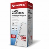 Пружины пластиковые для переплета Brauberg, комплект 100 шт., 14 мм, сшивания 81-100 листов, белые Пружины пластиковые для переплета Brauberg, комплект 100 шт., 14 мм, сшивания 81-100 листов, белые