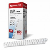 Пружины пластиковые для переплета Brauberg, комплект 100 шт., 14 мм, сшивания 81-100 листов, белые Пружины пластиковые для переплета Brauberg, комплект 100 шт., 14 мм, сшивания 81-100 листов, белые
