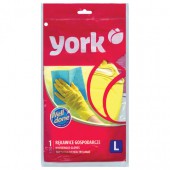 Перчатки хозяйственные резиновые York, суперплотные, с х/б напылением, рифленая ладонь, размер L (большой), 92010