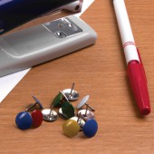 Кнопки канцелярские Brauberg, металлические, цветные, 10 мм, 50 шт., в картонной коробке