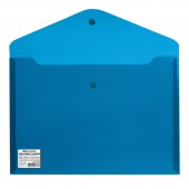 Папка-конверт на кнопке,Brauberg, А4, непрозрачная, плотная, синяя, до 100 листов, 0,20 мм