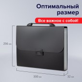 Папка-портфель пластик Brauberg Energy, А4, 256х330 мм, 6 отделений, черный Папка-портфель пластик Brauberg Energy, А4, 256х330 мм, 6 отделений, черный