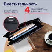 Папка-портфель пластик Brauberg, 390х320х120 мм, фактура под дерево, 4 отделения, черный