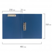 Папка с 2-мя металлическими прижимами Brauberg стандарт, синяя, до 100 листов, 0,6 мм