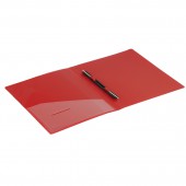 Папка с металлическим скоросшивателем и внутренним карманом Brauberg "Contract", красная, до 100 л., 0,7 мм
