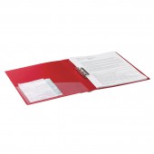 Папка с боковым металлическим прижимом и внутренним карманом Brauberg "Contract", красная, до 100 л., 0,7 мм