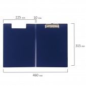 Папка-планшет Brauberg "Contract" плотная, с верхним прижимом и крышкой, А4, пластик синий, до 80 л., 1,5 мм